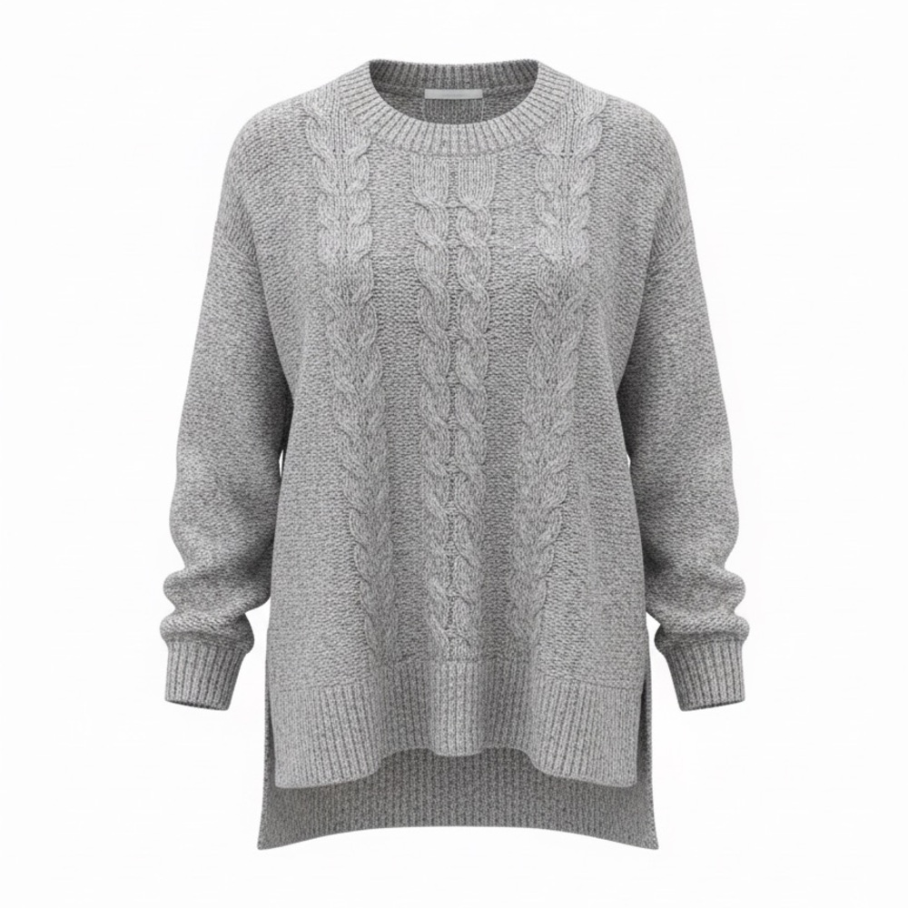 Michael Stars Chunky Cable Knit Turtleneck – Heather Gray, Size S, Cozy Sweater
